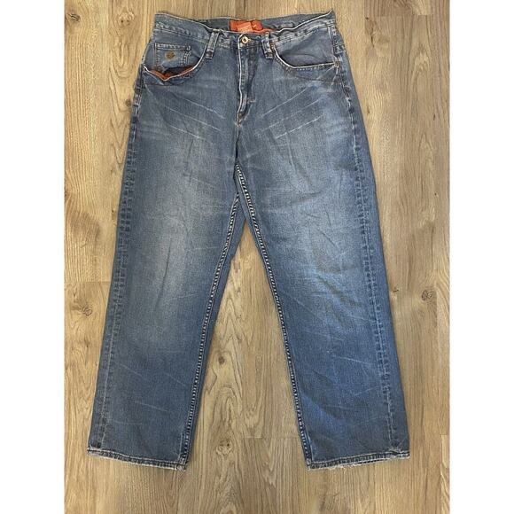 Vintage Y2K Rocawear Baggy Skater Hiphop Denim Jeans Embroidered Blue Size 36 - Picture 4 of 9